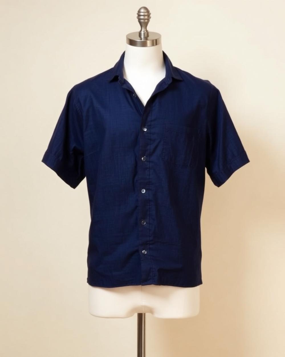 Camisa de Linho Manga Curta — Marinho